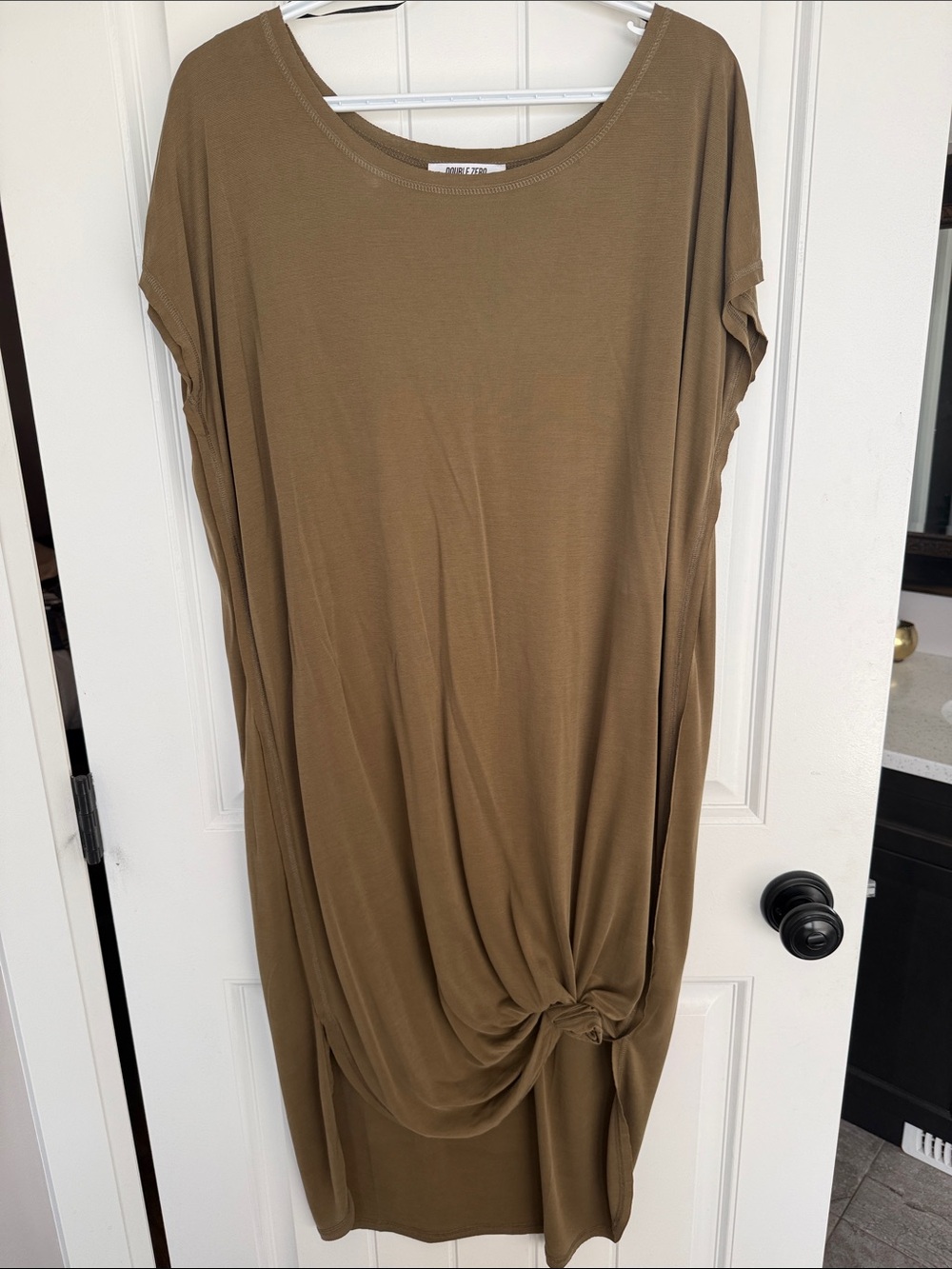 Double Zero Olive Brown Midi Dress with Front Knot